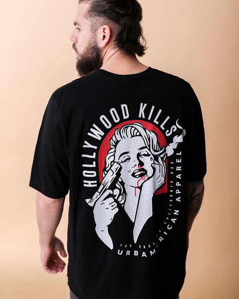 urbamerican hollywood kills t-shirt in black Marilyn Monroe tattoo apparel rock n roll style